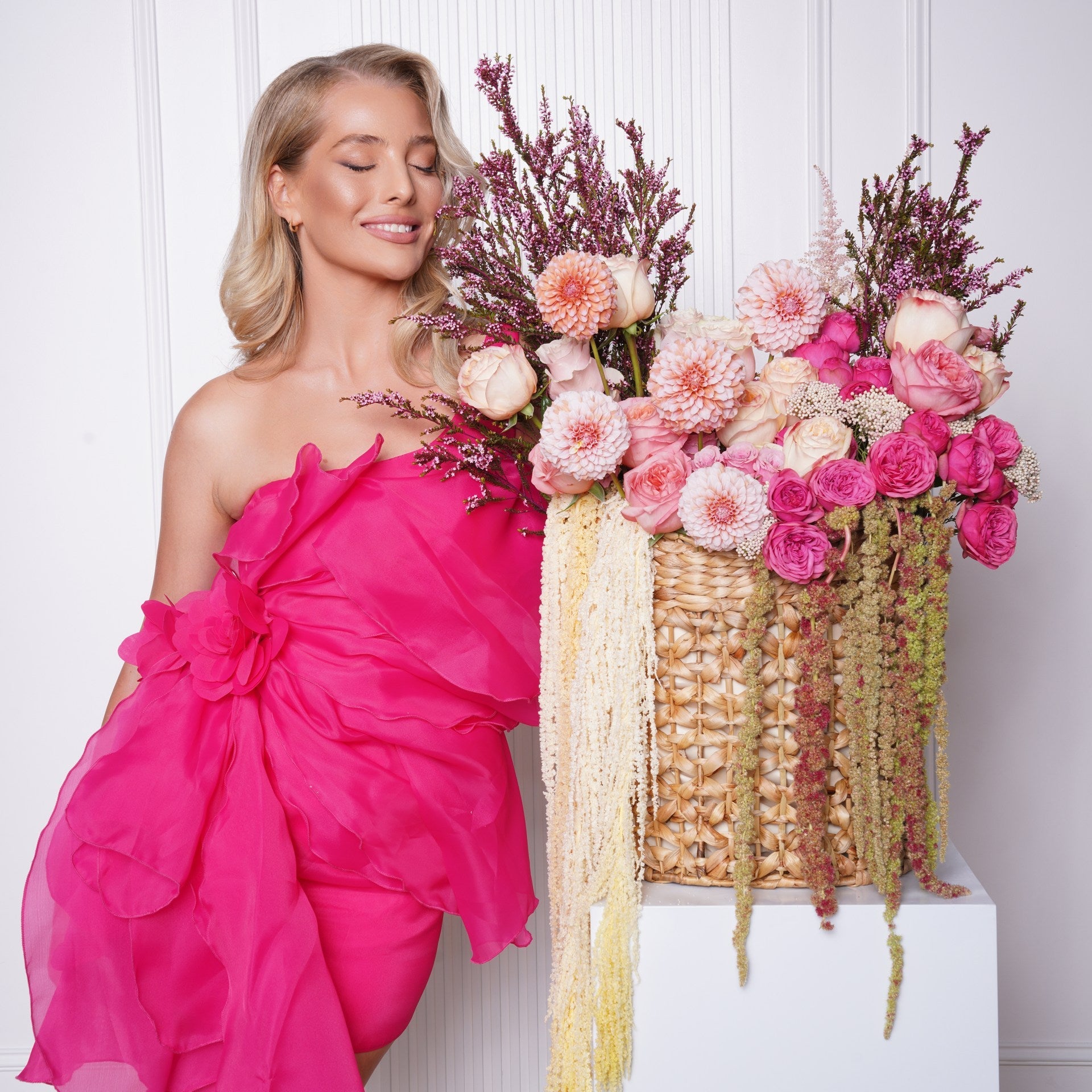 Rose bouquets in red, blush, cream, and coral by Ecoroses, a Los Angeles florist