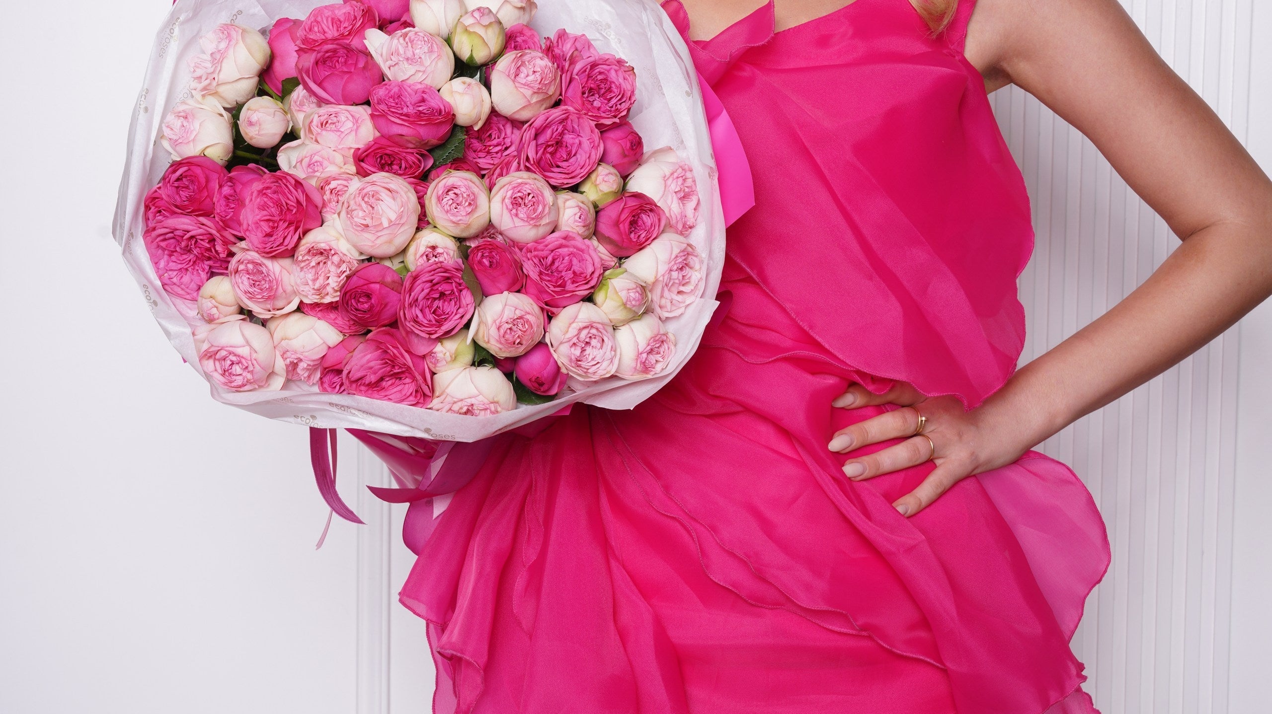 Bright celebratory congratulations rose bouquet hand-tied by Ecoroses, a Los Angeles florist
