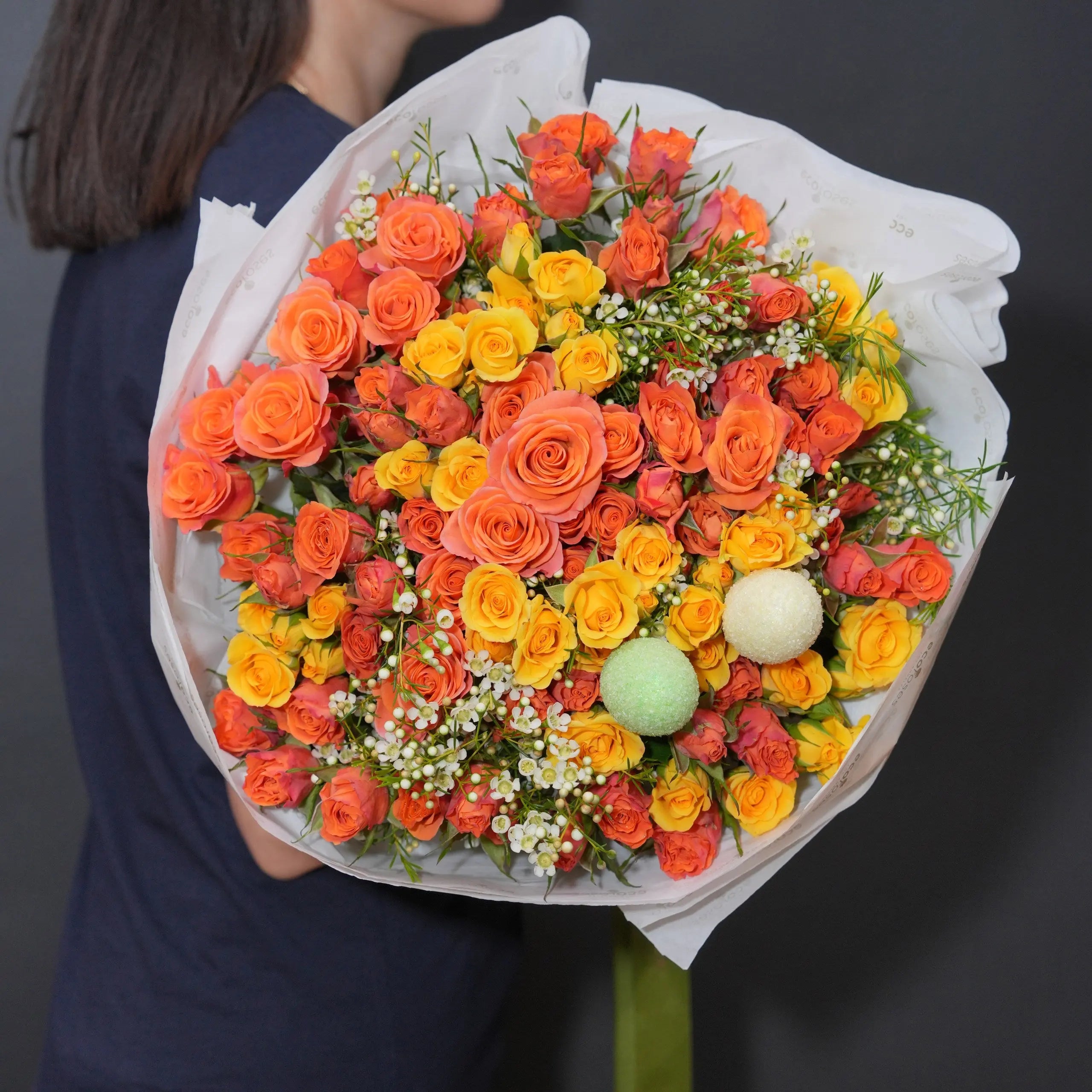 Clara — yellow spray rose dome bouquet, hand-tied by Ecoroses | flower delivery Los Angeles