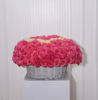 Rosabella heart-shaped pink rose gift — side view of the signature heart floral arrangement | Ecoroses Los Angeles