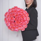 Veneta luxury bouquet — 50 Candy Xpression bi-color pink-and-coral roses in a hand-tied single-variety arrangement | Ecoroses Los Angeles