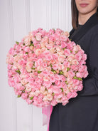 Anthea bouquet — five bunches of baby roses in light and deep pink, hand-tied | Ecoroses Los Angeles
