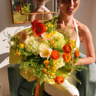 Clementina luxury bouquet — second view of the citrus-toned ranunculus, poppy and hydrangea bouquet | Ecoroses Los Angeles